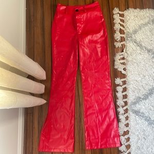 Red Leather pants size 2